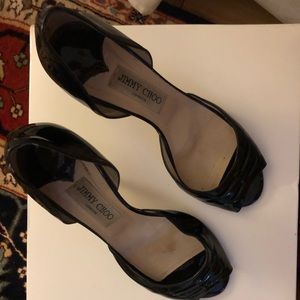 Jimmy choo patent leather heeled sandals